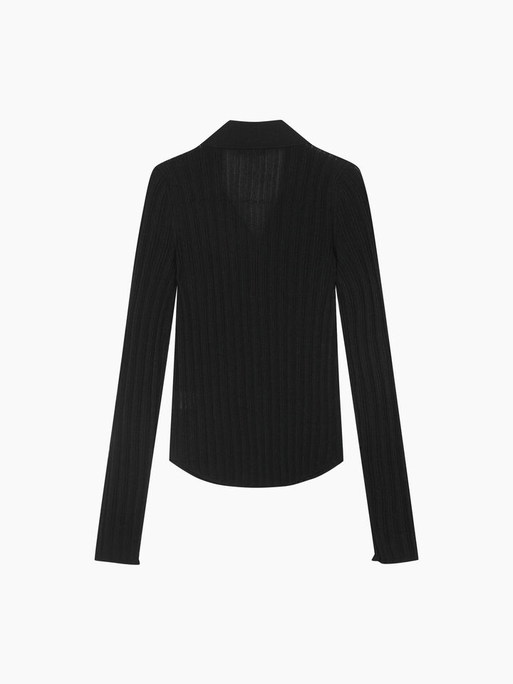 Cardigan nero effetto polo - null - Nero | Sisley K image number 2